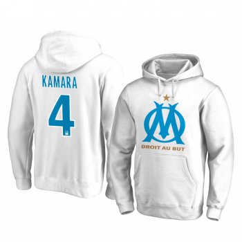 Boubacar Kamara Olympique de Marseille Team Logo White Iconic Pullover Hoodie