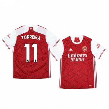 Men's Lucas Torreira Arsenal Home Official Short Sleeve Jersey 2020-21