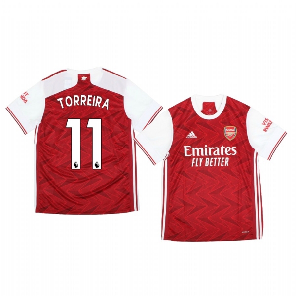 Men's Lucas Torreira Arsenal Home Official Short Sleeve Jersey 2020-21