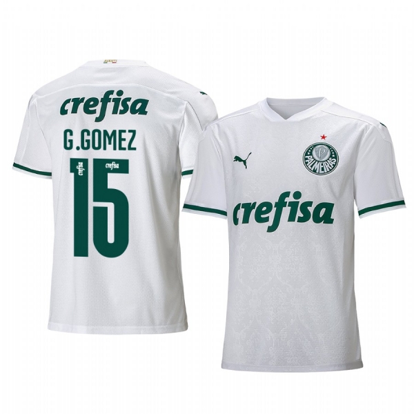 SE Palmeiras Gustavo Gomez Men's White Away Short Sleeve Jersey 2020-21