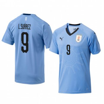 Luis Suárez Uruguay 2018 World Cup Home Men's Light Blue Short Sleeve Jersey