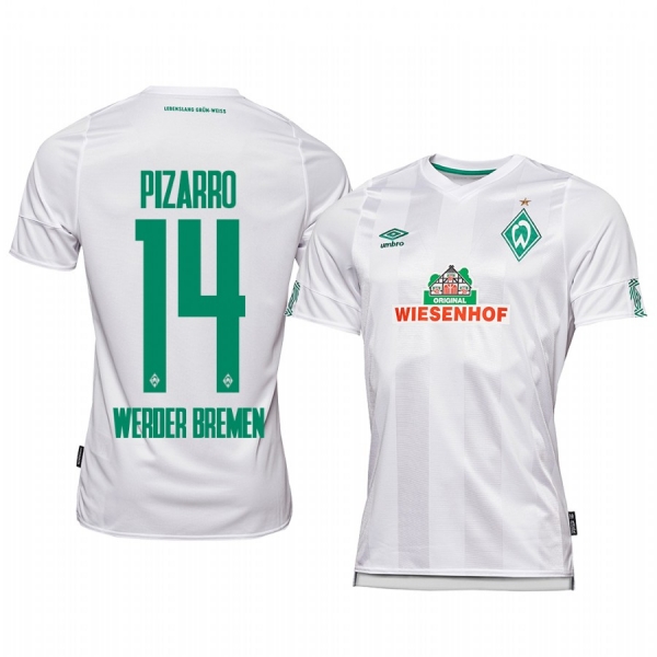 Werder Bremen Claudio Pizarro White Away Jersey 19-20 Men's