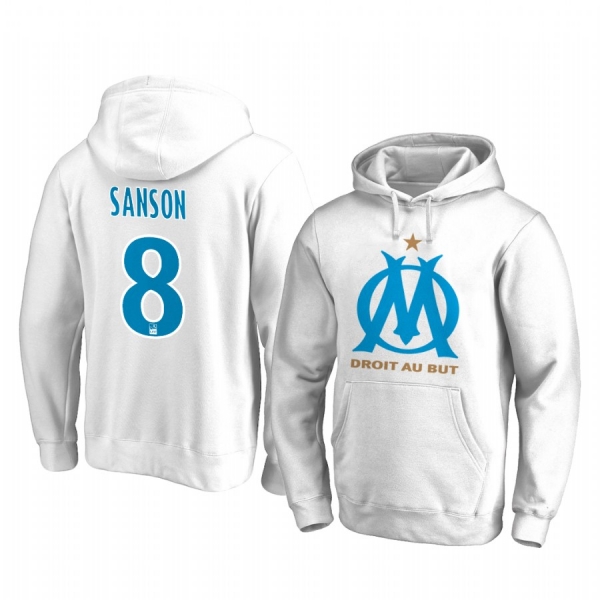 Morgan Sanson Olympique de Marseille Team Logo White Iconic Pullover Hoodie