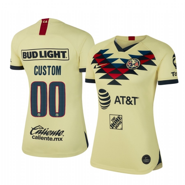 Custom Club America 19-20 Home Women's Yellow Short Sleeve Jersey