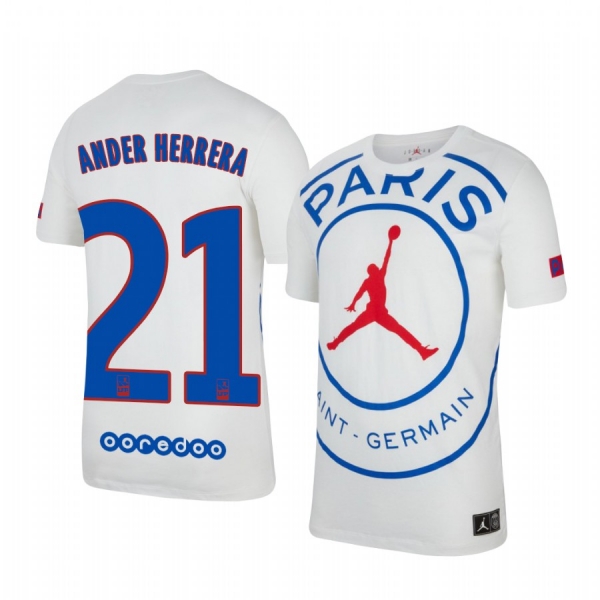 Paris Saint-Germain Ander Herrera Men's White Game Jersey 2020-21