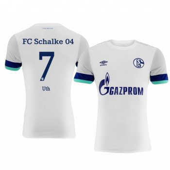 Schalke 04 Mark Uth White Away Jersey 19-20 Men's