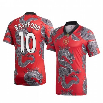 Marcus Rashford Manchester United 2020 Red Chinese New Year Dragon Short Sleeve Jersey