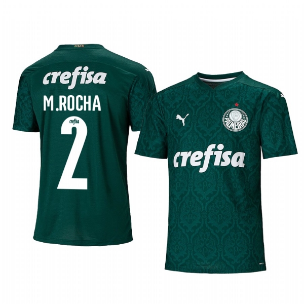 SE Palmeiras Marcos Rocha Men's Green Home Short Sleeve Jersey 2020-21