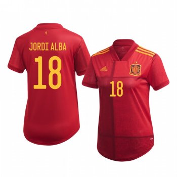 Women's Jordi Alba Spain UEFA Euro 2020 Home Red Authentic Jersey