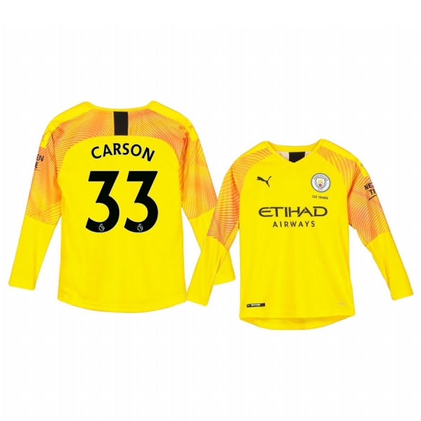 Youth 19-20 Manchester City Scott Carson Yellow Third Goalkeeper Jersey