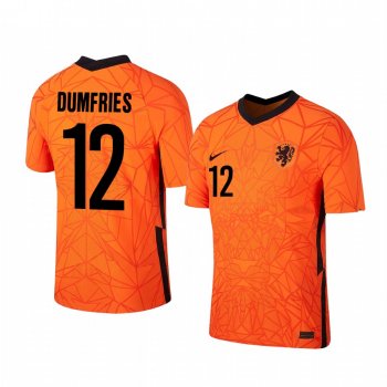 Denzel Dumfries Netherlands 2020 Orange Home Men's Short Sleeve Jersey