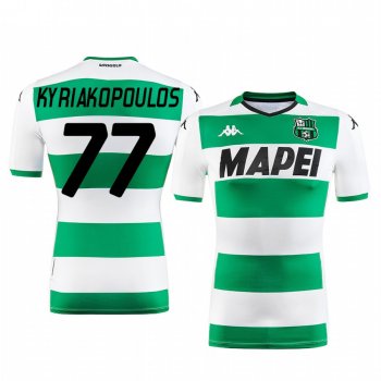 Giorgos Kyriakopoulos U.S. Sassuolo Calcio 2019-20 White Green Away Men's Short Sleeve Jersey