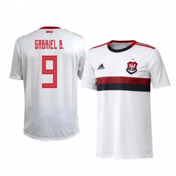 Youth Flamengo Gabriel Barbosa White Away Short Sleeve Jersey 2020