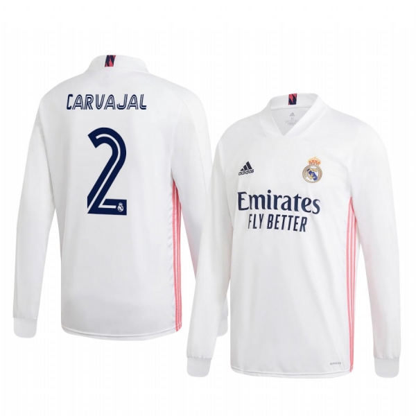 Dani Carvajal Real Madrid 2020-21 Home Men's White Long Sleeve Jersey