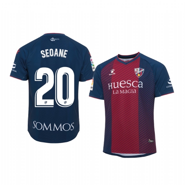 Jaime Seoane SD Huesca Home Navy Red Short Sleeve Jersey