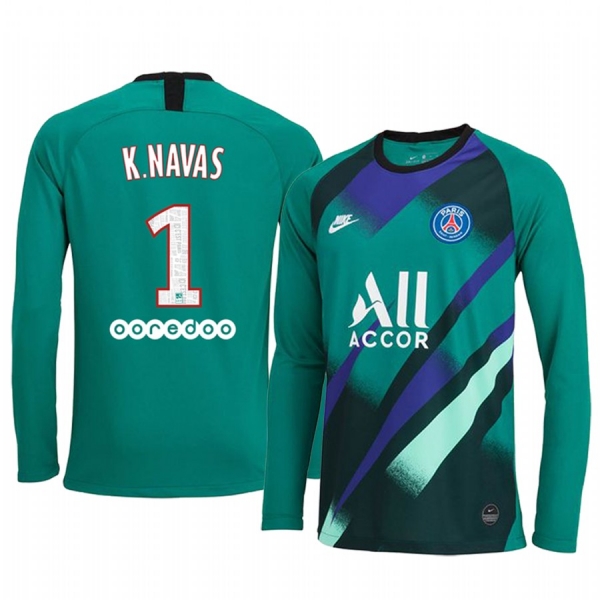 19-20 Paris Saint-Germain Keylor Navas Green Long Sleeve Goalkeeper Jersey Men's