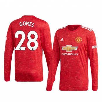 Angel Gomes Manchester United 2020 Home Men's Red Long Sleeve Jersey