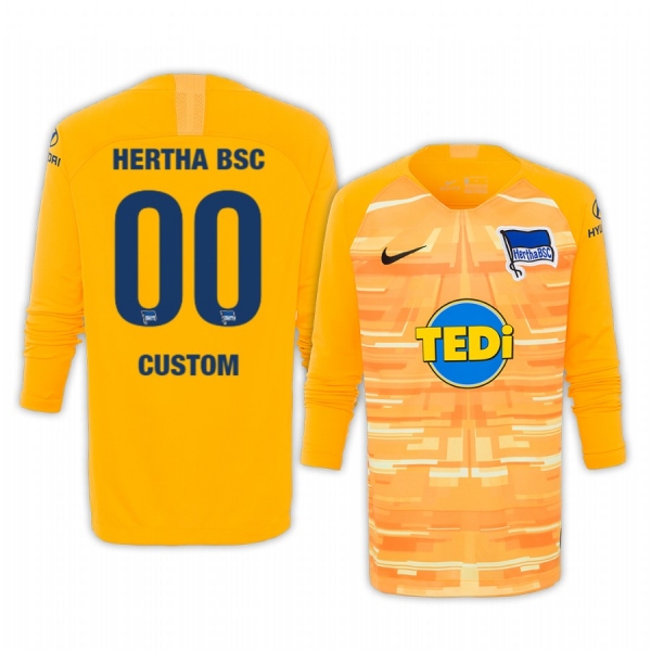 19-20 Hertha BSC Custom Yellow Goalkeeper Long Sleeve Jersey Men's