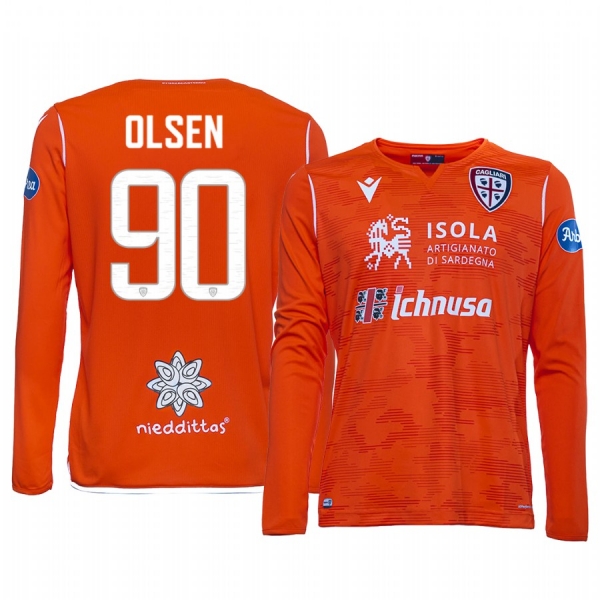 Youth 19-20 Cagliari Calcio Robin Olsen Orange Goalkeeper Away Jersey