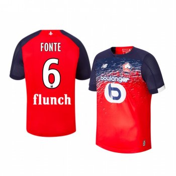 Youth Lille OSC Jose Fonte Red Home Short Sleeve Jersey 19-20