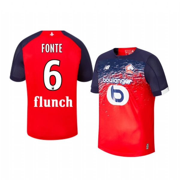 Youth Lille OSC Jose Fonte Red Home Short Sleeve Jersey 19-20