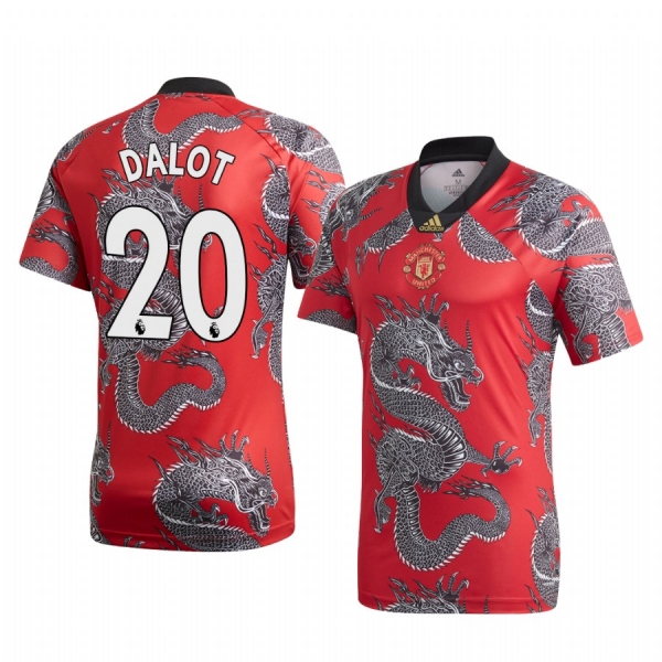 Diogo Dalot Manchester United 2020 Red Chinese New Year Dragon Short Sleeve Jersey