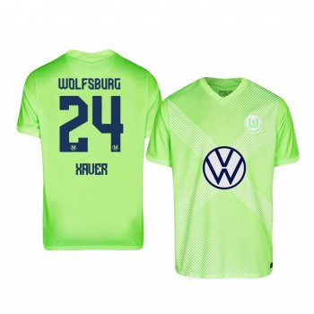 Xaver Schlager VfL Wolfsburg 2020-21 Away Men's Green Short Sleeve Jersey