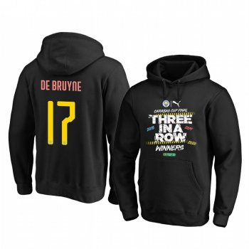 Kevin De Bruyne Manchester City Carabao Cup Final Black Three In A Row Winners Hoodie