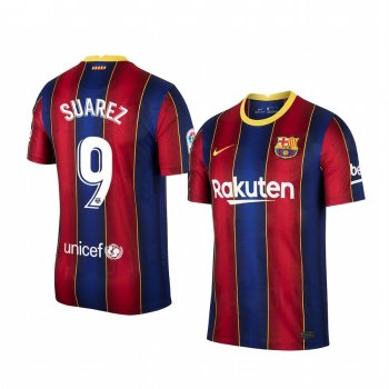 Barcelona Luis Suarez Men's Red Blue Home Short Sleeve Jersey 2020-21