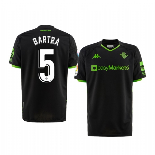 Youth Real Betis Marc Bartra Black Away Short Sleeve Jersey 19-20