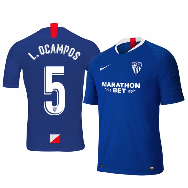 Lucas Ocampos Sevilla 19-20 Third Men's Blue Short Sleeve Jersey