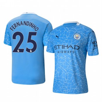 Fernandinho Manchester City 2020-21 Home Replica Short Sleeve Blue Jersey