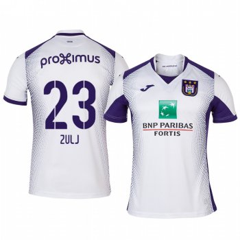 Peter Zulj Anderlecht 19-20 Away Men's White Short Sleeve Jersey