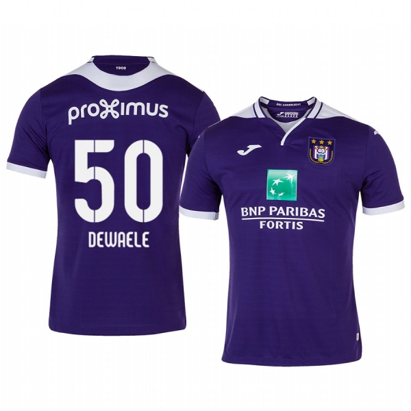 Sieben Dewaele Anderlecht 19-20 Home Men's Purple Short Sleeve Jersey