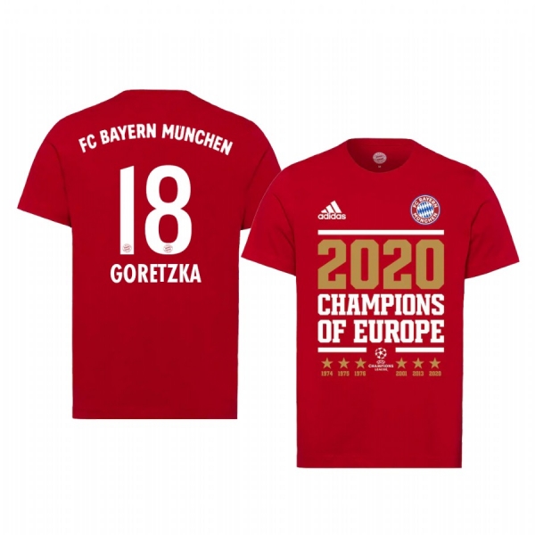 Bayern Munich Red 2020 UEFA Champions of Europe Short Sleeve T-Shirt