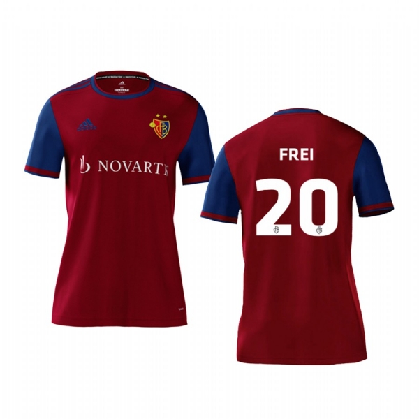 Youth Basel Fabian Frei Red Home Short Sleeve Jersey 19-20