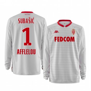 19-20 AS Monaco Danijel Subasic White Goalkeeper Away Jersey Men's