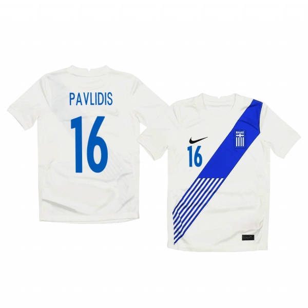 Youth Vangelis Pavlidis Greece 2020 White Home Short Sleeve Jersey