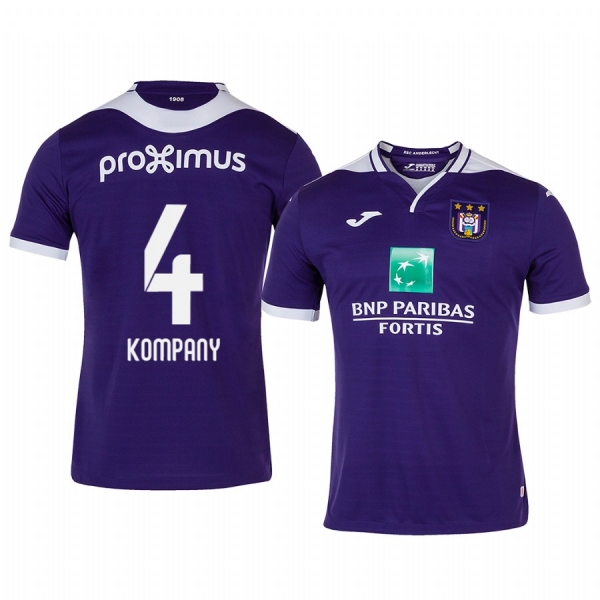 Vincent Kompany Anderlecht 19-20 Home Men's Purple Short Sleeve Jersey