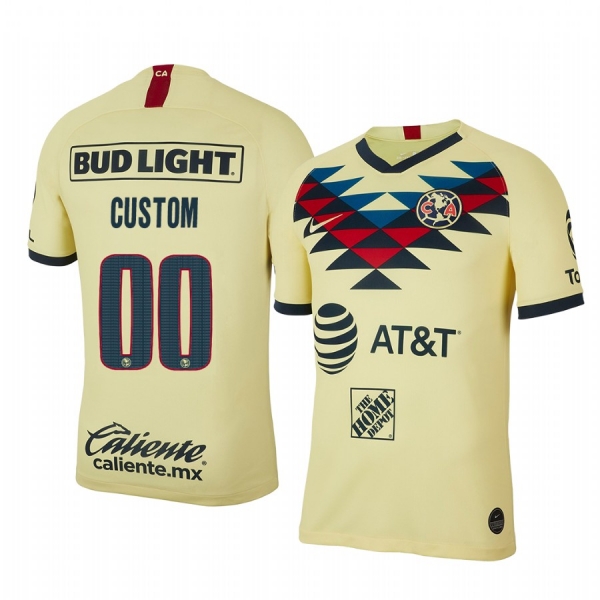 Custom Club America 19-20 Home Men's Yellow Short Sleeve Jersey