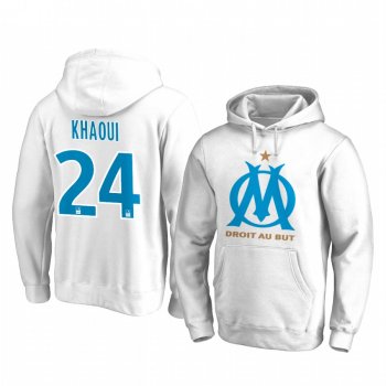 Saif-Eddine Khaoui Olympique de Marseille Team Logo White Iconic Pullover Hoodie