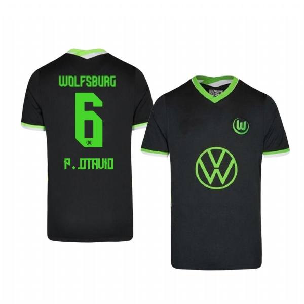 Paulo Otávio VfL Wolfsburg 2020-21 Home Men's Green Short Sleeve Jersey