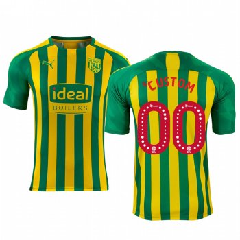 West Bromwich Albion Custom Men's Yellow Green Away Short Sleeve Jersey 19-20