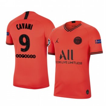 Edinson Cavani Paris Saint-Germain 2020 UEFA Champion League Away Men's Red Short Sleeve Jersey