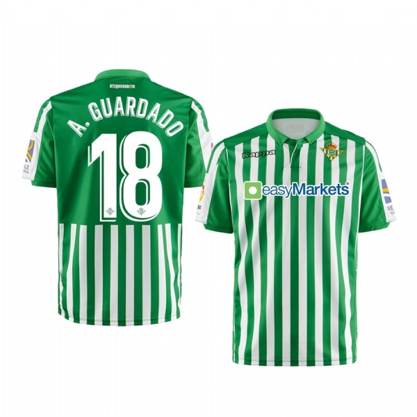 Youth Real Betis Andres Guardado Green Home Short Sleeve Jersey 19-20