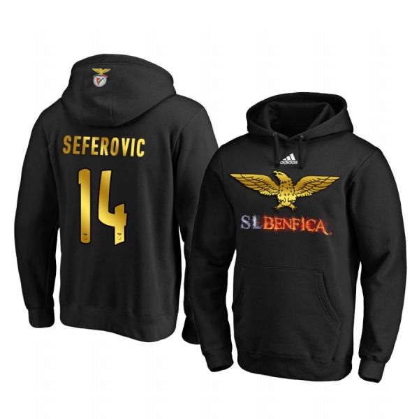 Haris Seferovic Benfica Black Gold Logo Pullover Hoodie