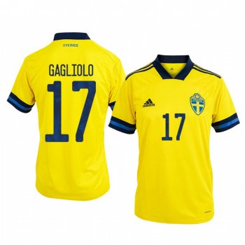 Sweden Riccardo Gagliolo Men's 2020 Home Authentic Short Sleeve Jersey