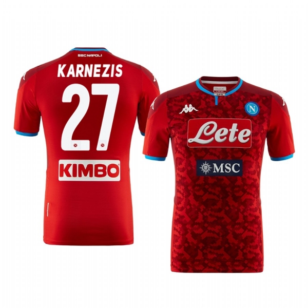 SSC Napoli Orestis Karnezis Men's 19-20 Goalkeeper Replica Short Sleeve Jersey