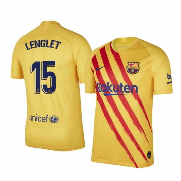 Clément Lenglet Barcelona Fourth Yellow Short Sleeve Jersey