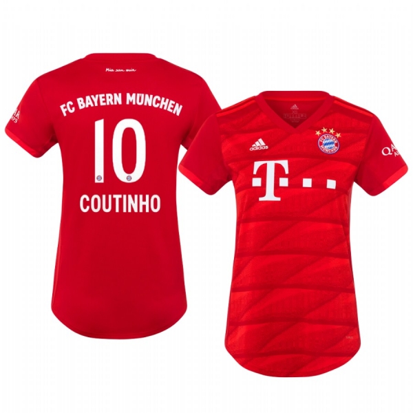 Women's Midfielder Bayern Munich Philippe Coutinho Home Jersey 19-20